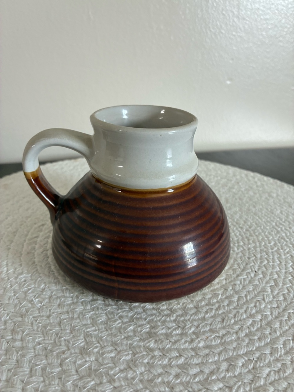 Stoneware Brown and Cream Ceramic Pitcher - Rustic Home Art